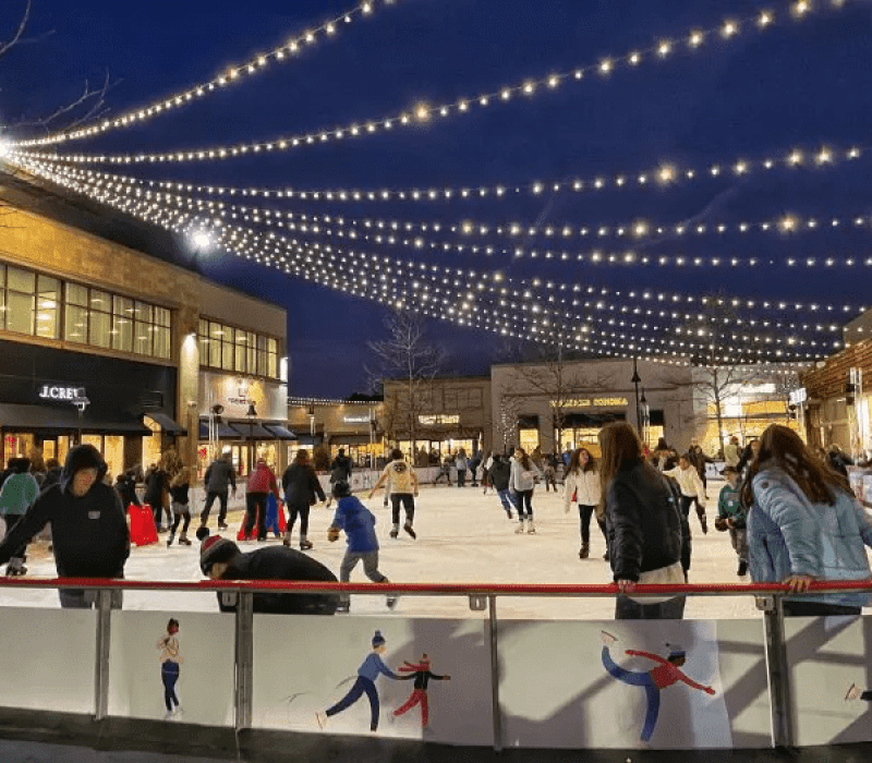 Ice Skating in Lynnfield Market at Night