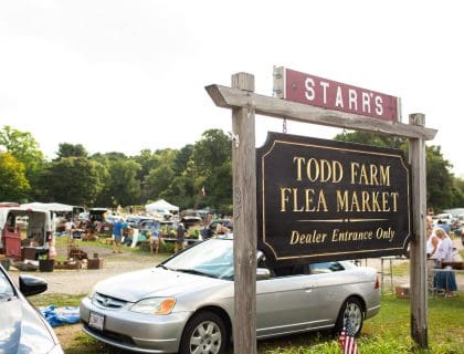 Starr's Todd Farm Flea Market Dealer Entrance Only Outdoor Sign at Todd Farm in Rowley MA