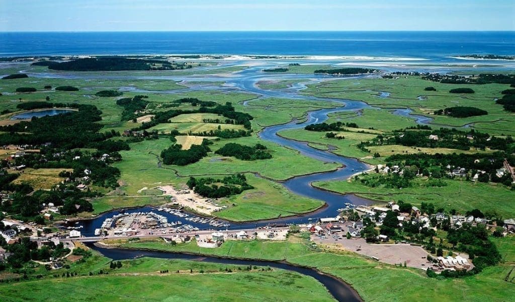Drone image of Essex, MA
