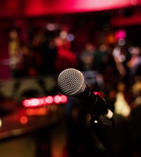 A mic at a comedy club