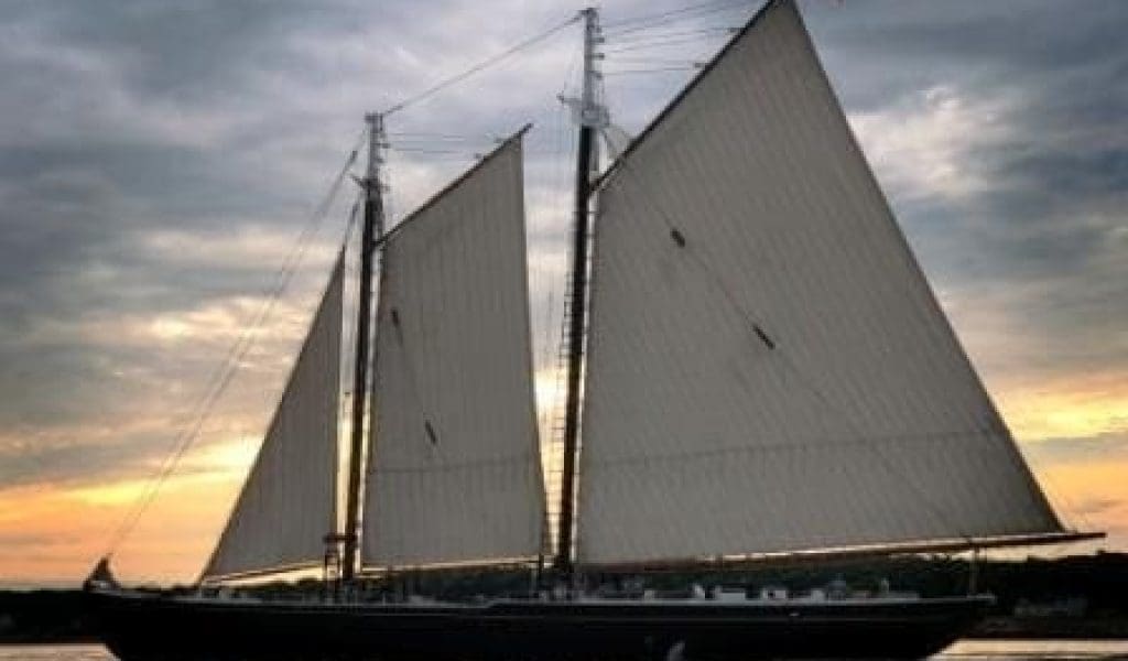 Schooner Adventure at sunset